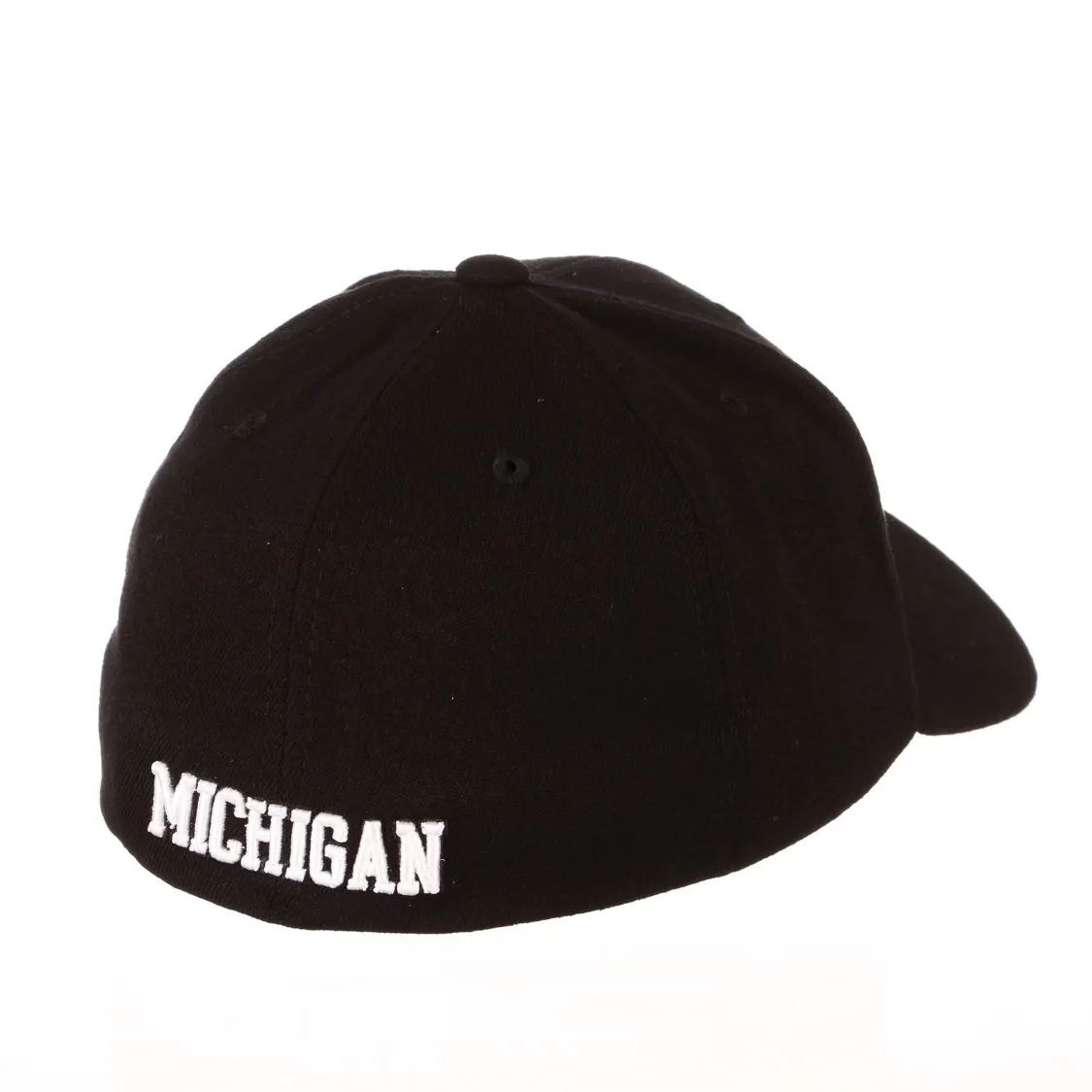 Michigan Wolverines Zephyr "ZH Black" Structured Stretch Fit Fitted Hat Cap