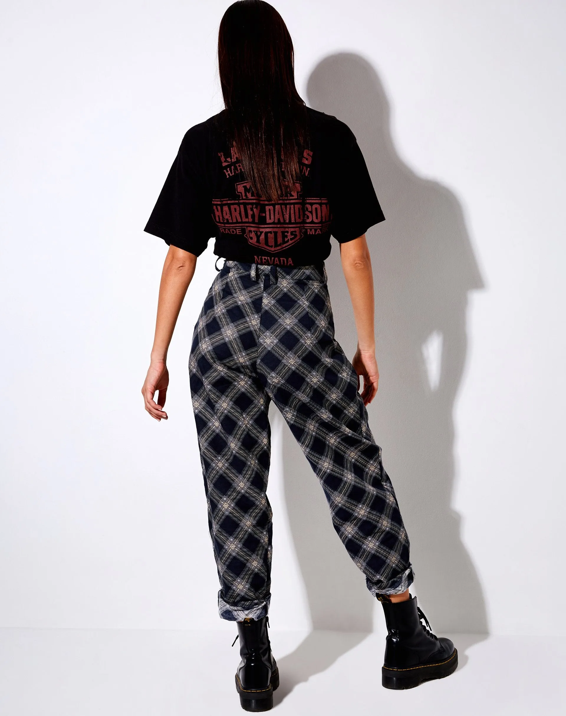 Misca Trouser in 20's Check Black and Grey