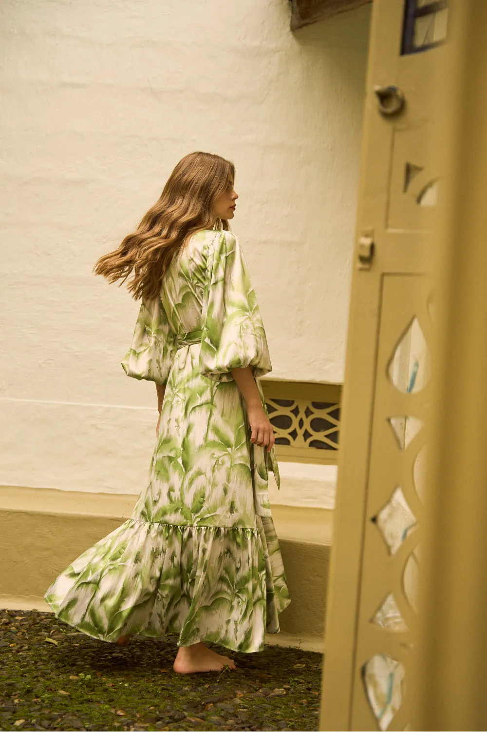 NATIVA VERDE WRAP MAXI DRESS