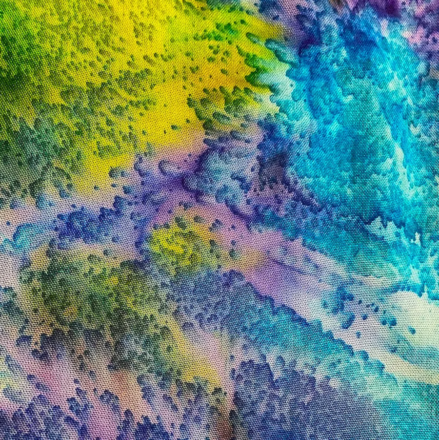 Neon Paradise, Turquoise/Lime Artisan Salt Dye/Tie Dye Rayon Challis from India, By the Yard  #HB-273