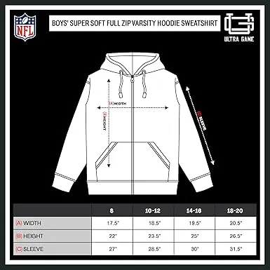 NFL Official Boy's Super Soft Full Zip Varsity Hoodie Sweatshir|Kansas City Chiefs