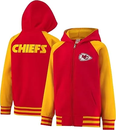 NFL Official Boy's Super Soft Full Zip Varsity Hoodie Sweatshir|Kansas City Chiefs