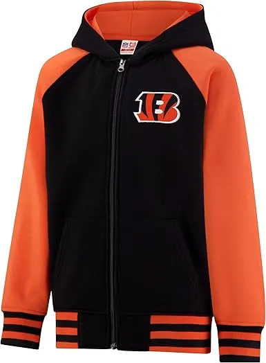 NFL Official Boy's Super Soft Full Zip Varsity Hoodie Sweatshirt|Cincinnati Bengals