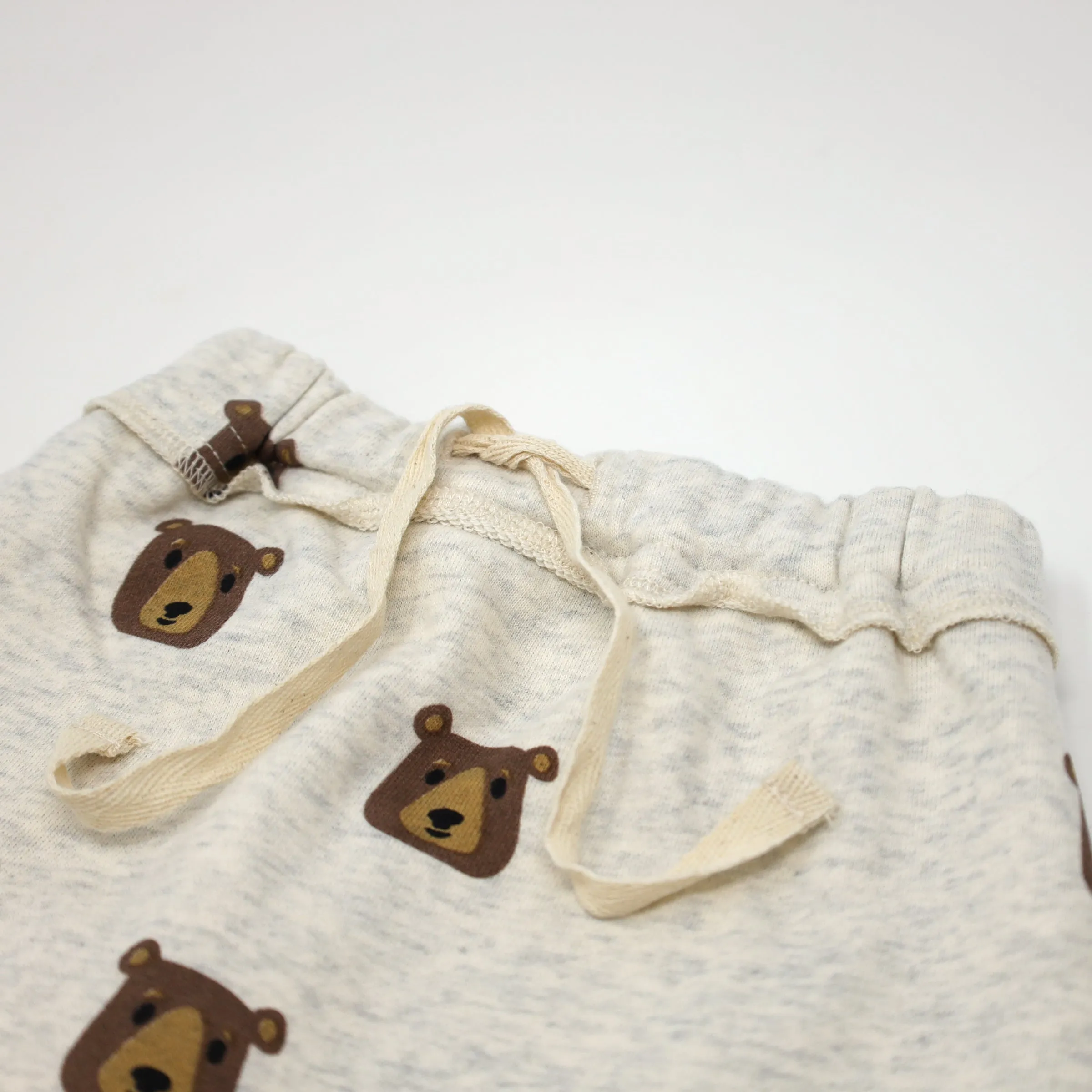 oh baby! Brooklyn Jogger Pants - Brown Bear Faces Print - Oatmeal Heather