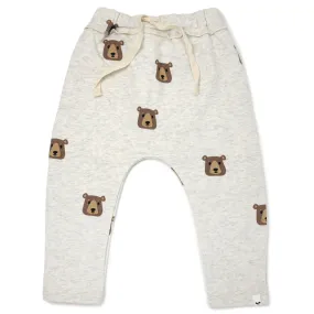 oh baby! Brooklyn Jogger Pants - Brown Bear Faces Print - Oatmeal Heather