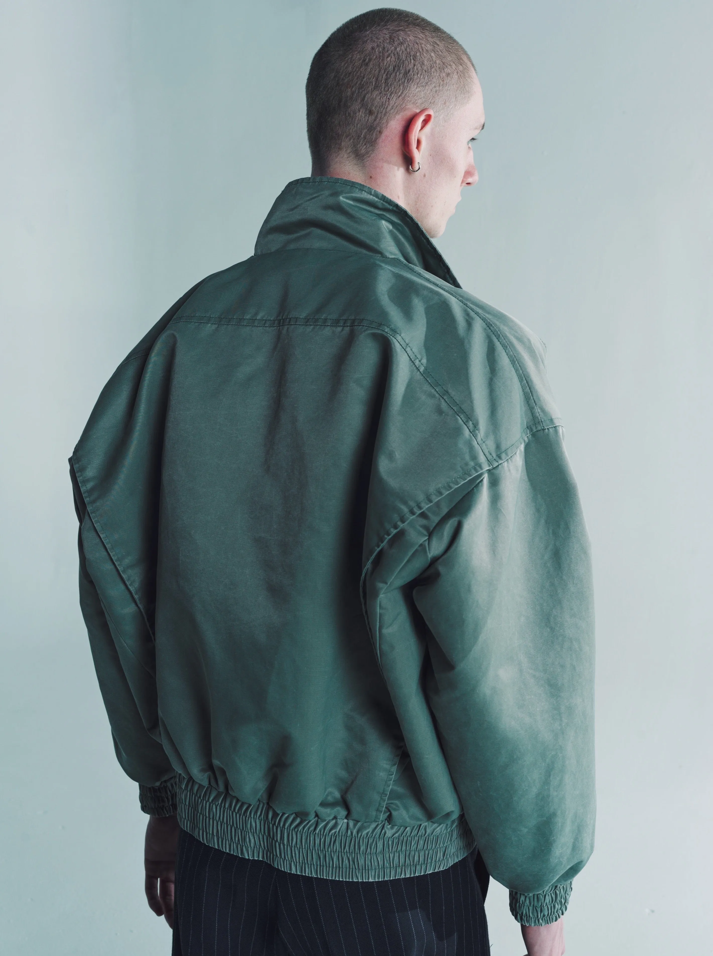 Olive Nylon Night Watch Collared Bomber