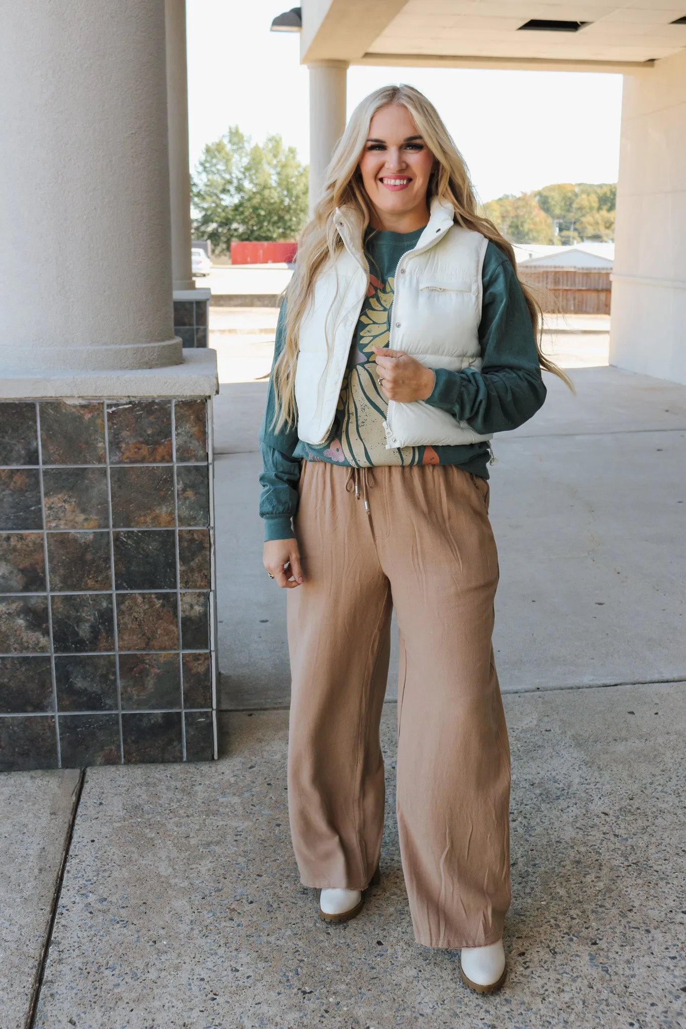 On The Fray Taupe Linen Pants