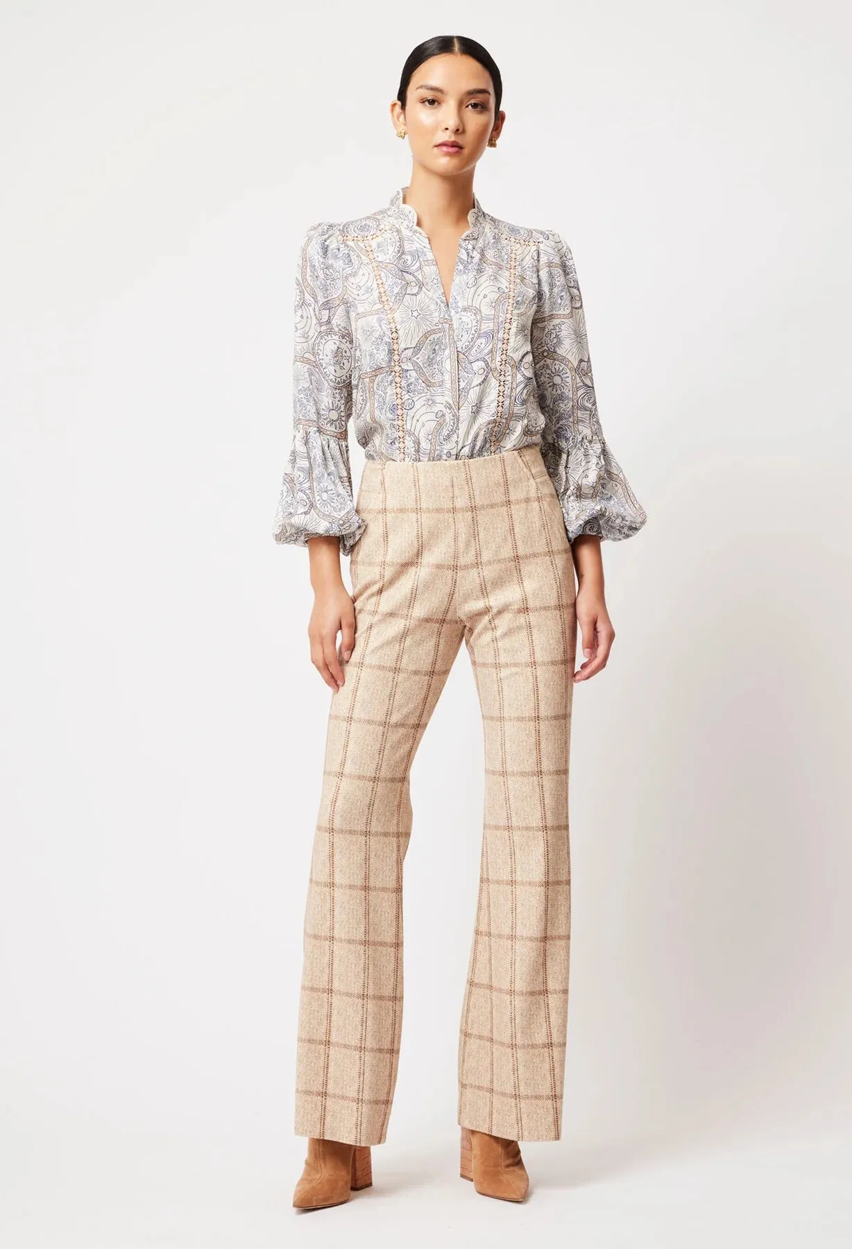 ONCE WAS GETTY PONTE PANT IN OATMEAL CHECK