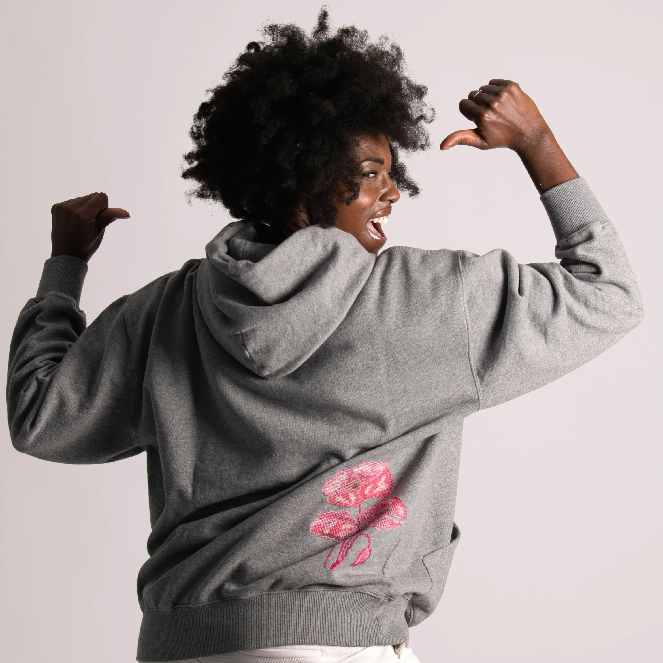 ORGANIC COTTON GRAY HOODIE POPPY