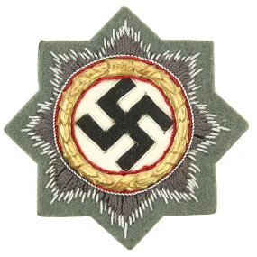 Original German WWII Heer Gold 1941 German Cross Award Embroidered Cloth Badge - Unissued