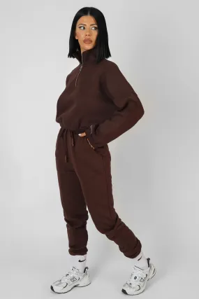 Oversized Fit Seam Front 90S Joggers Chocolate