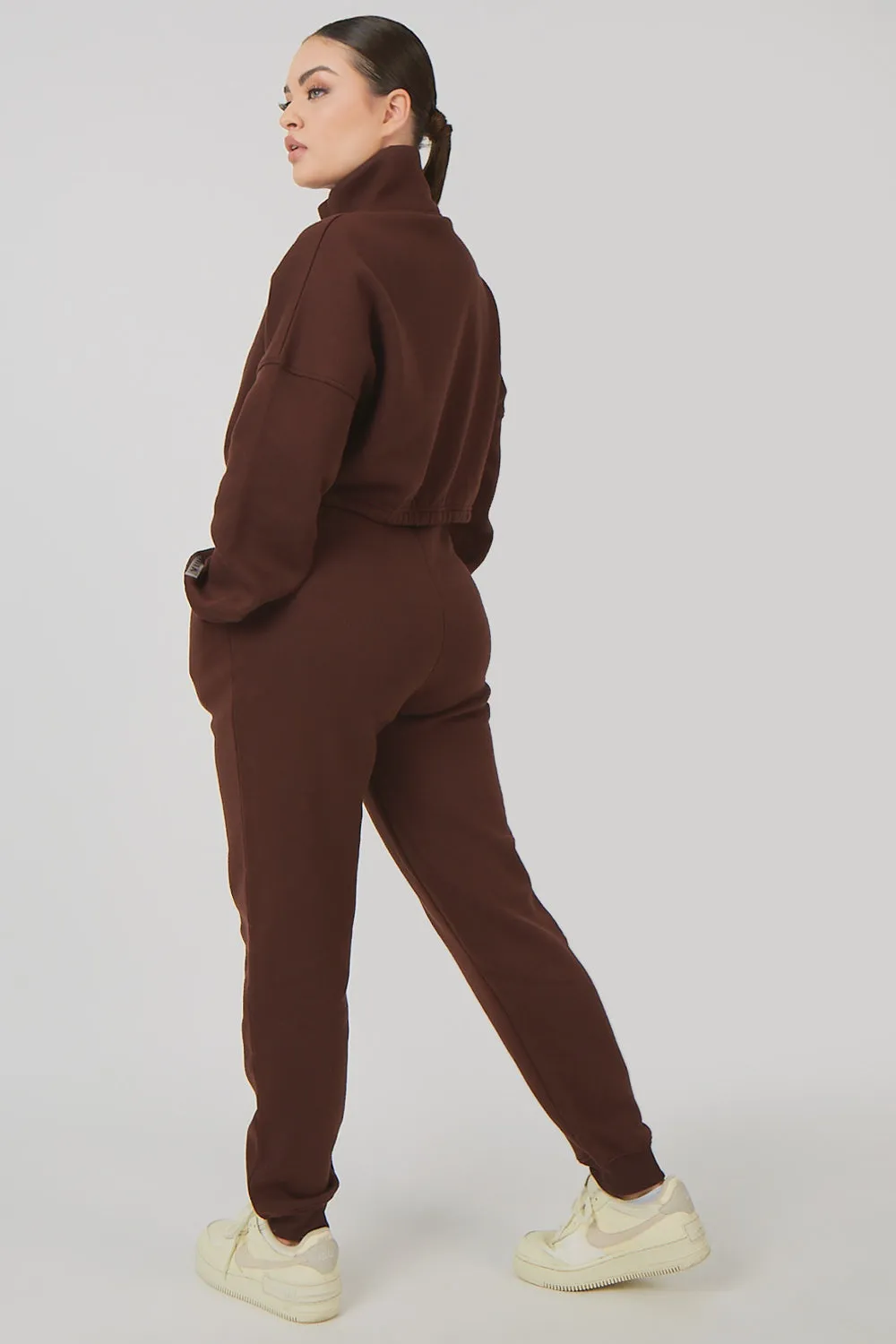 Oversized Fit Seam Front 90S Joggers Chocolate