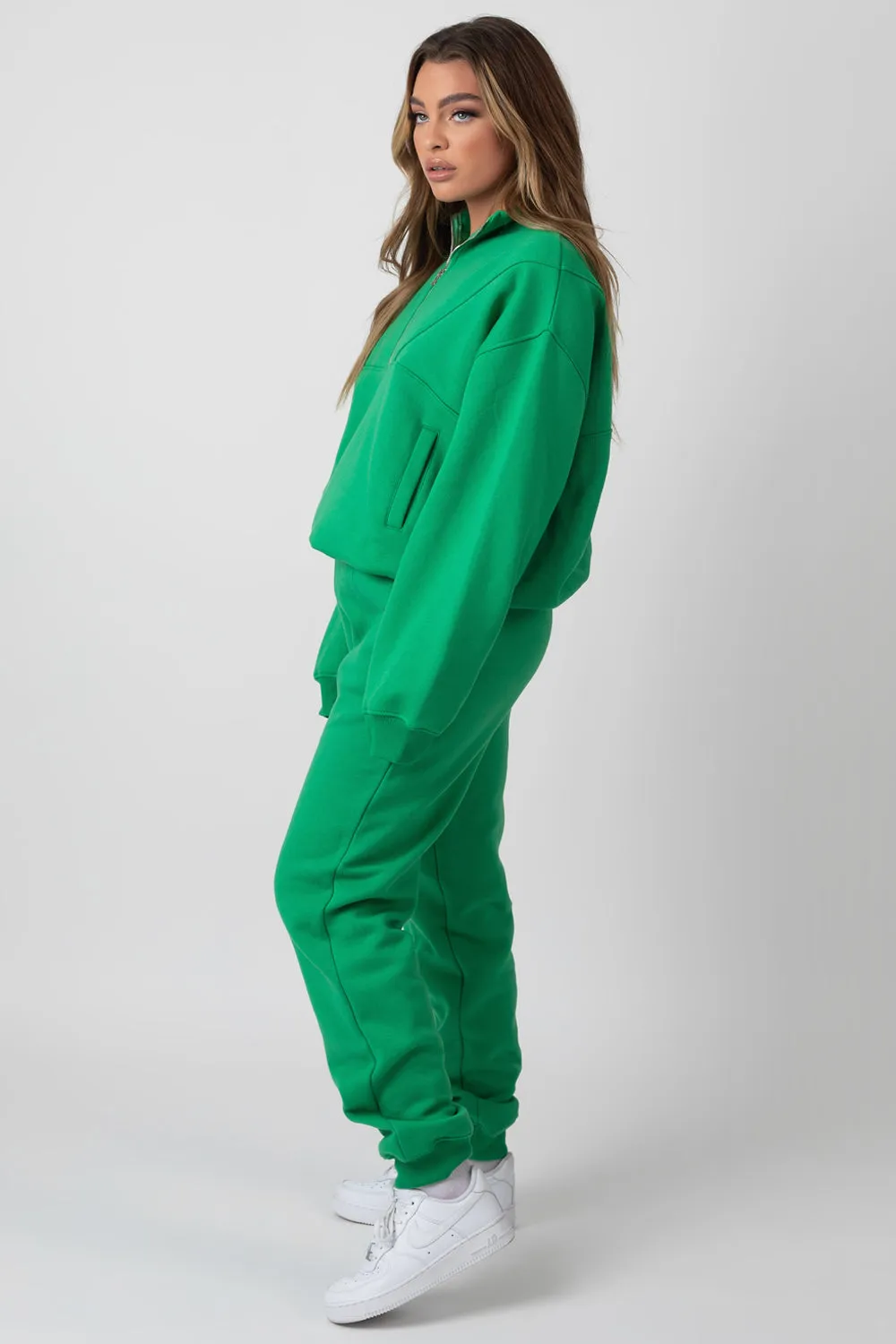 Oversized Fit Seam Front 90S Joggers Green