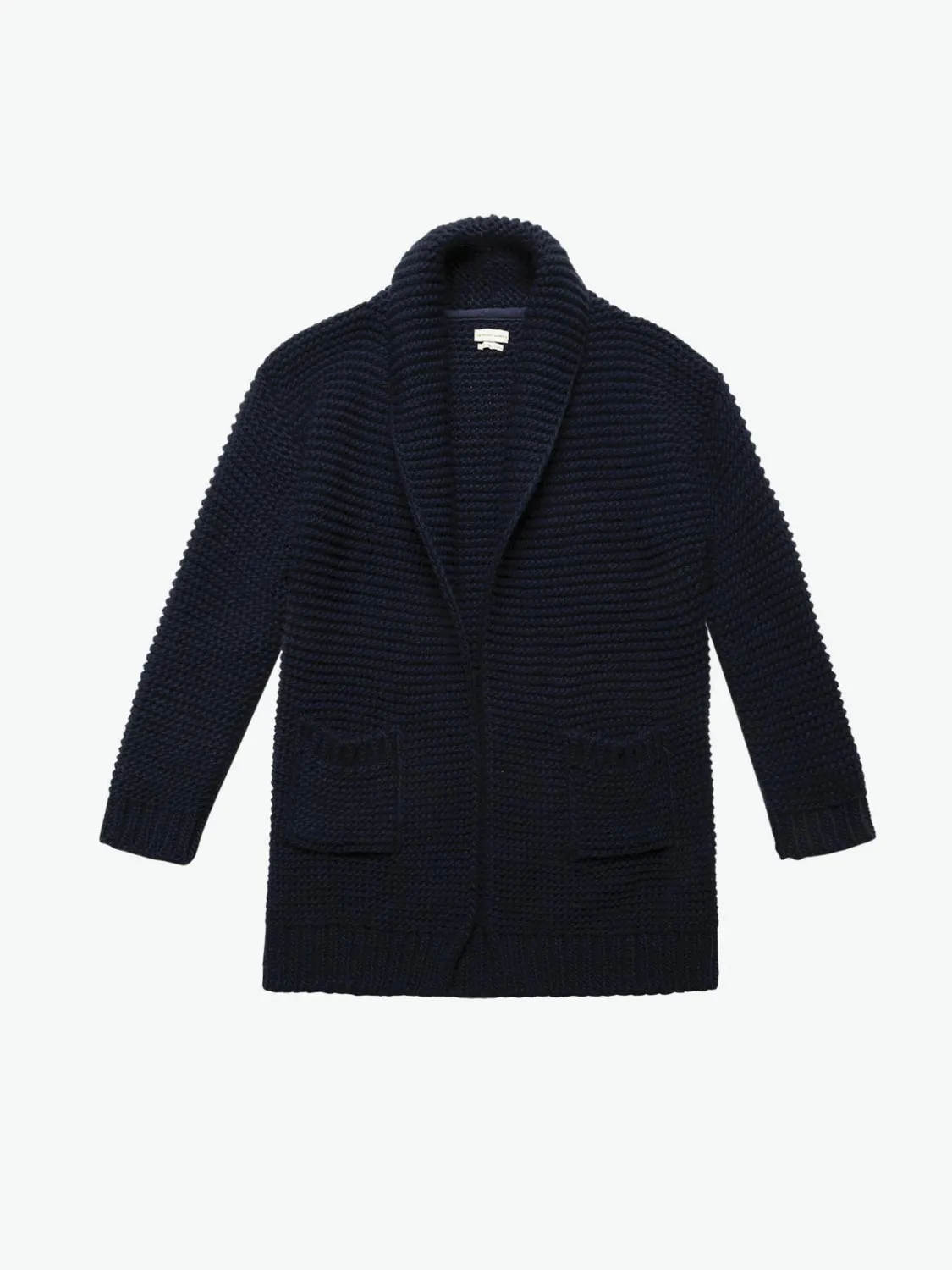 Oversized Shawl Collar Wool Blend Cardigan Midnight Blue