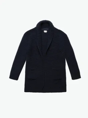 Oversized Shawl Collar Wool Blend Cardigan Midnight Blue