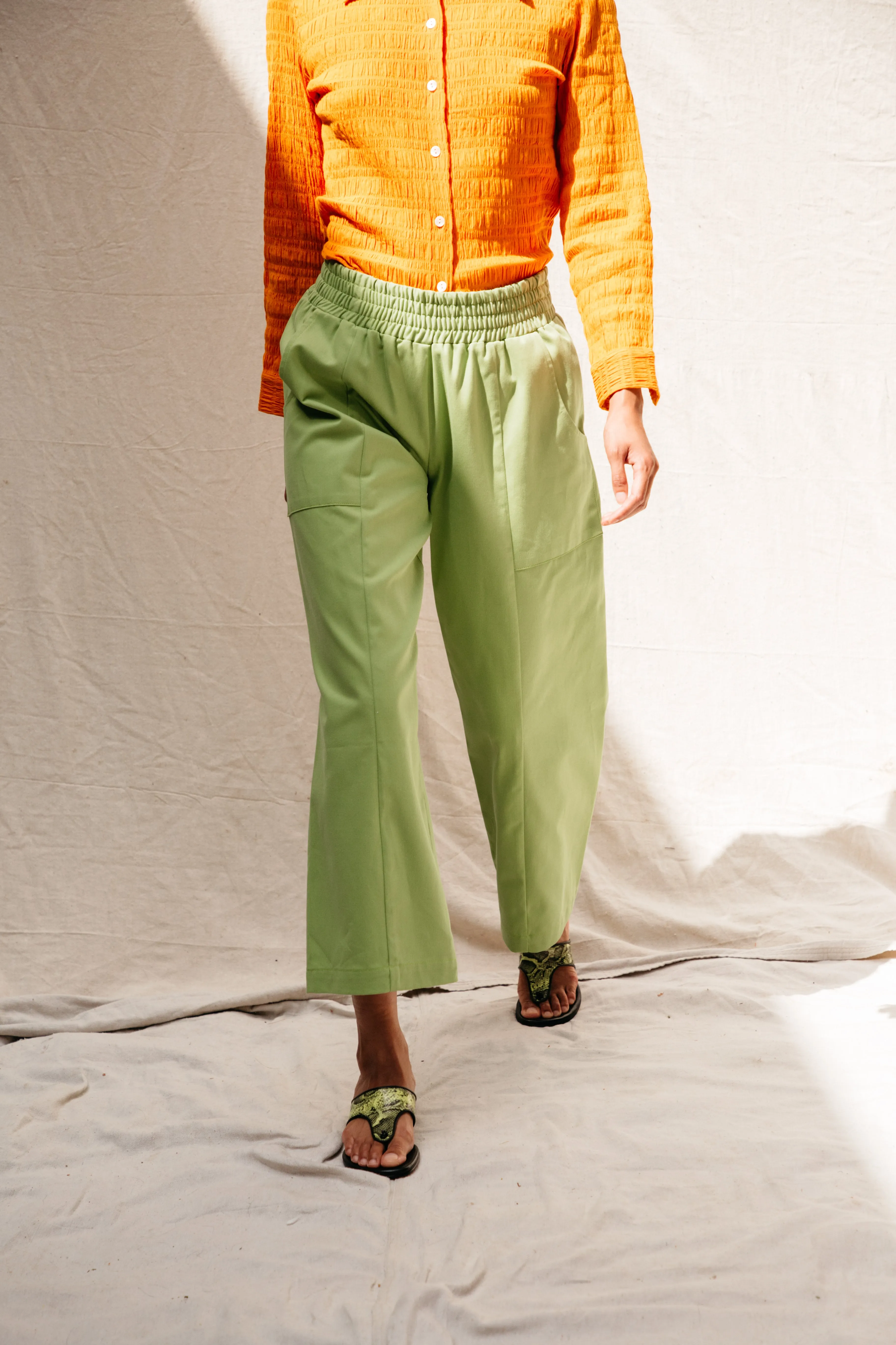 Patch Elastic Waist Pant - Avocado