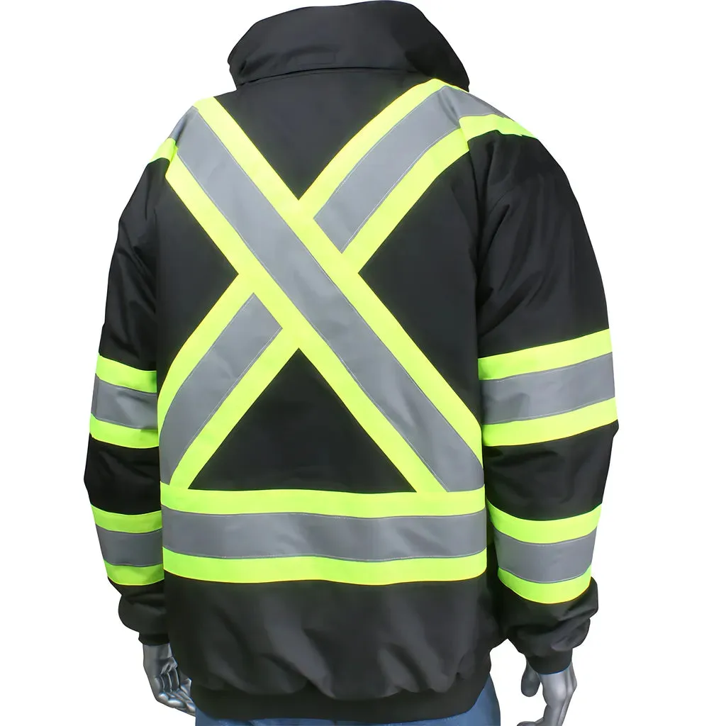 PIP 331-1745X-BK/3XL ANSI Type O Class 1 and CAN/CSA Z96 Two-Tone X-Back Full Zip Bomber Jacket