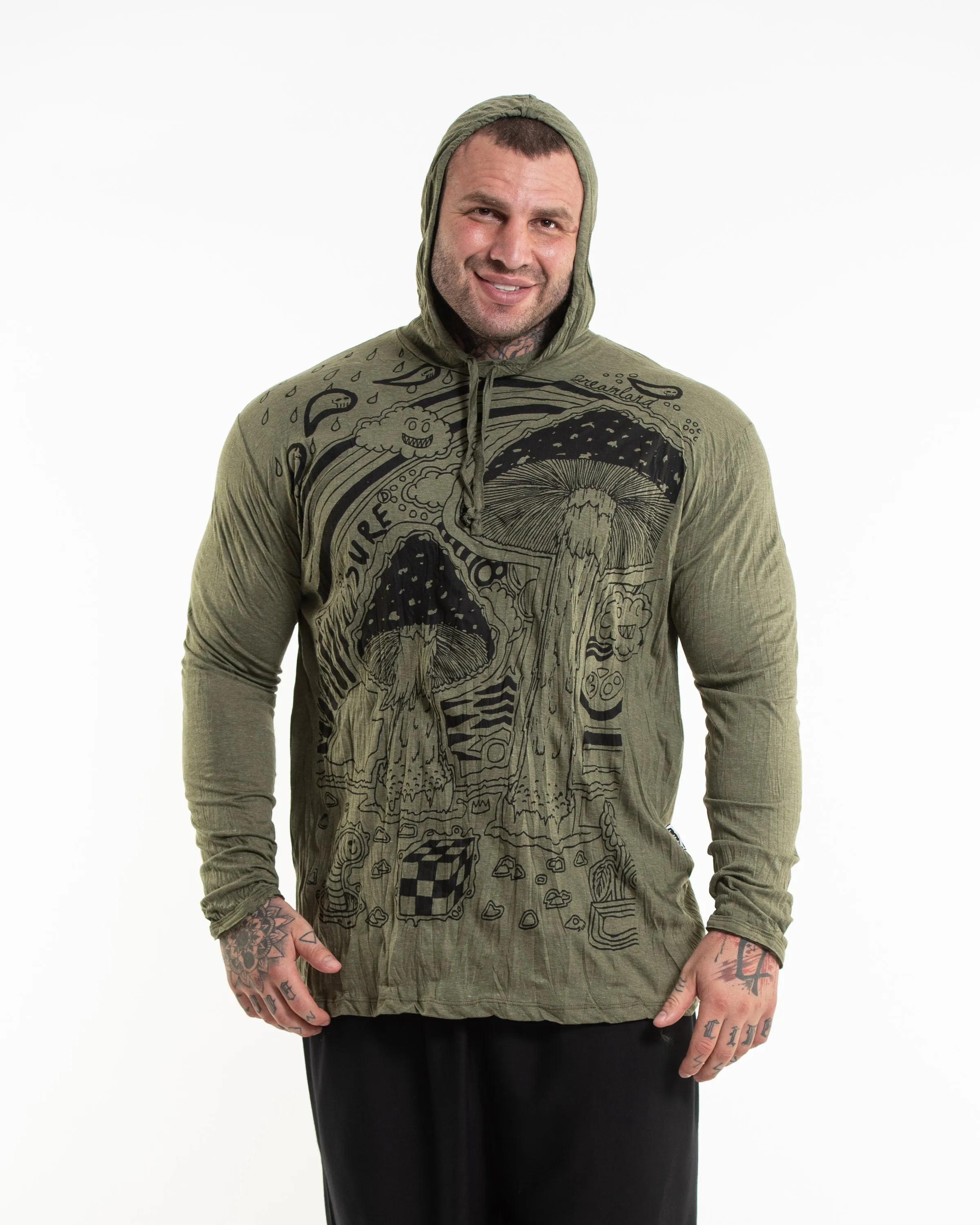 Plus Size Unisex Magic Mushroom Hoodie in Green