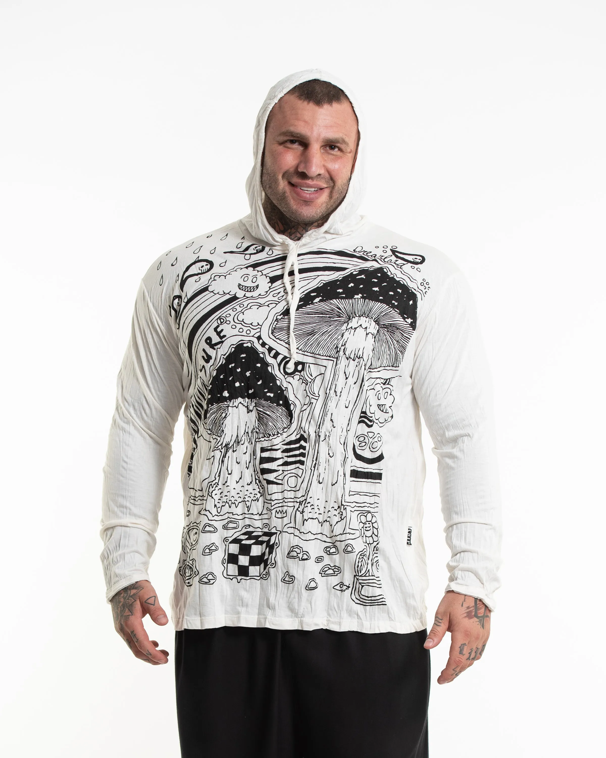 Plus Size Unisex Magic Mushroom Hoodie in White