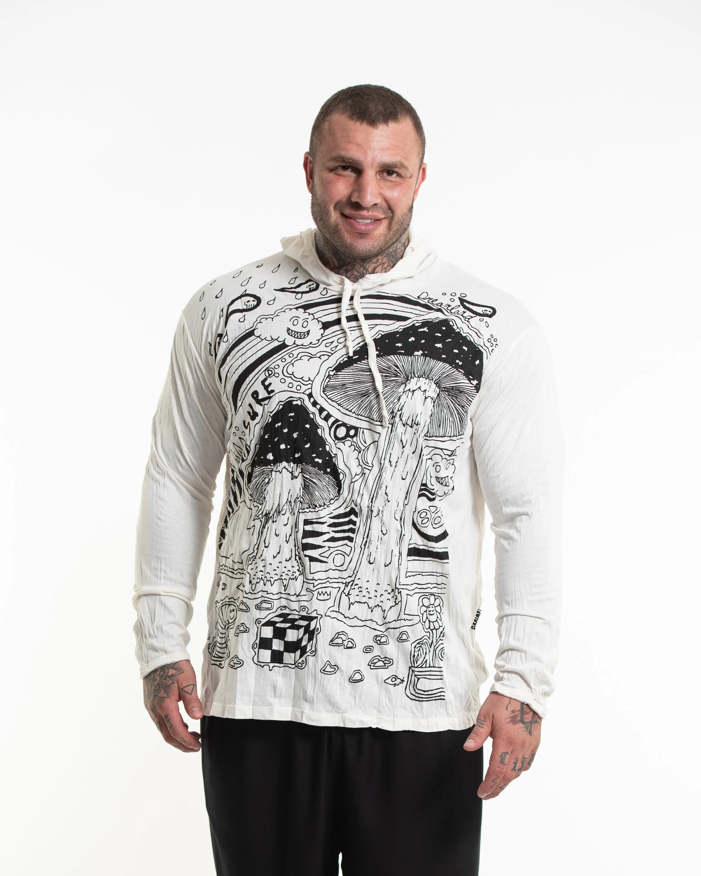 Plus Size Unisex Magic Mushroom Hoodie in White