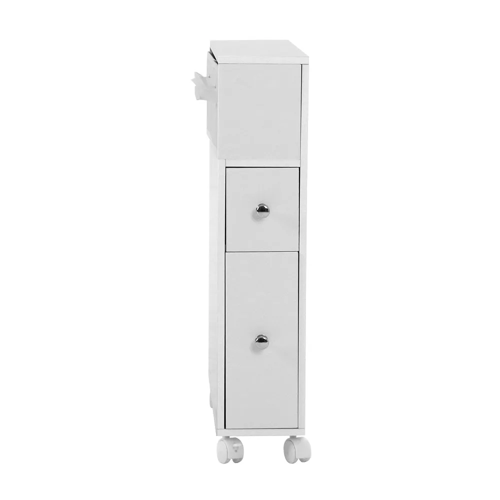 Premium MDF Bathroom Cabinet with Drawers & Wheels, Artiss