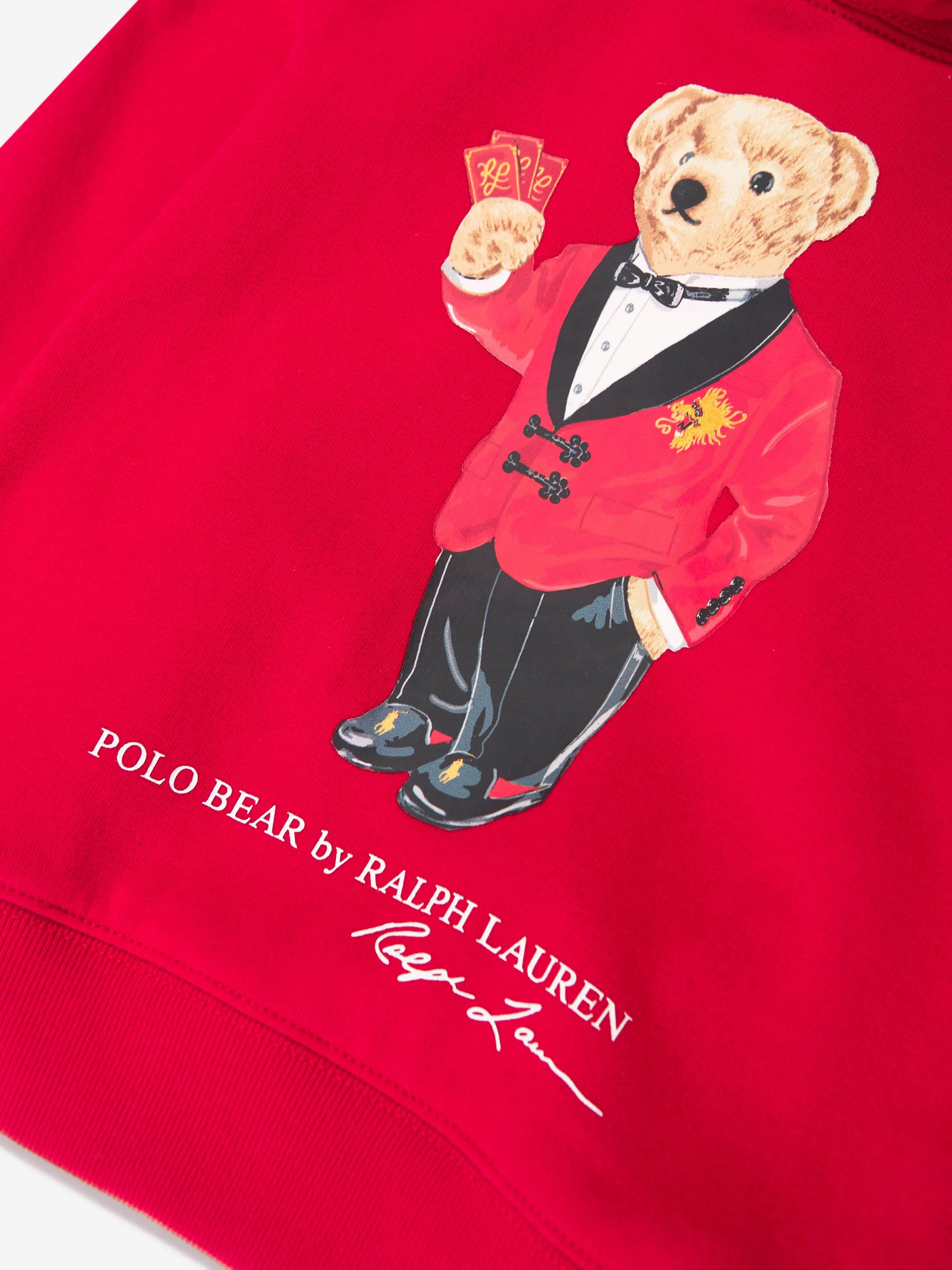 Ralph Lauren Boys Bear Hoodie in Red