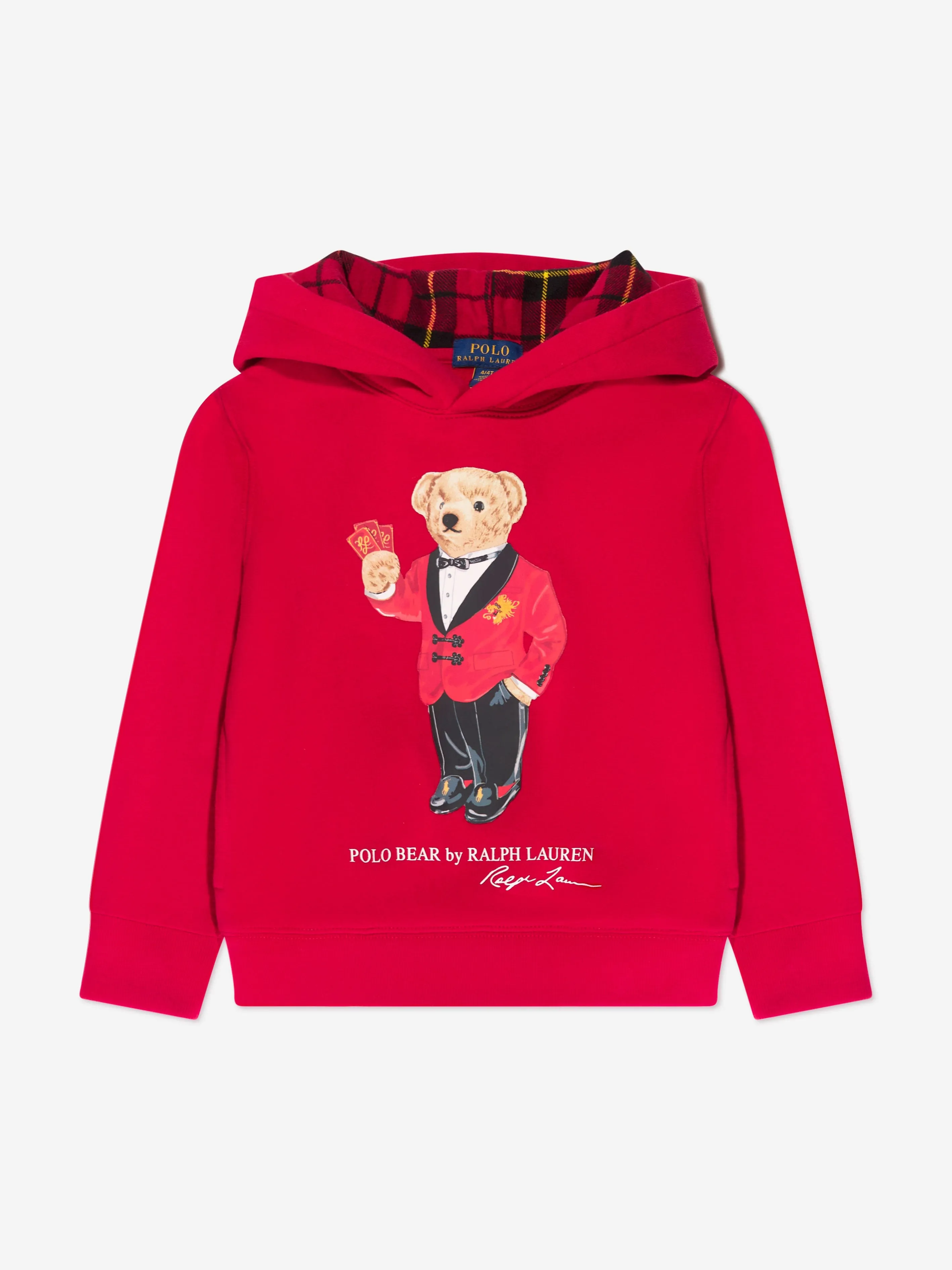 Ralph Lauren Boys Bear Hoodie in Red