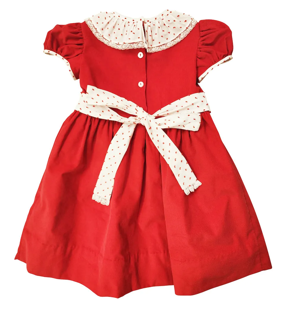 Red cord with red plumeti  girl's dress