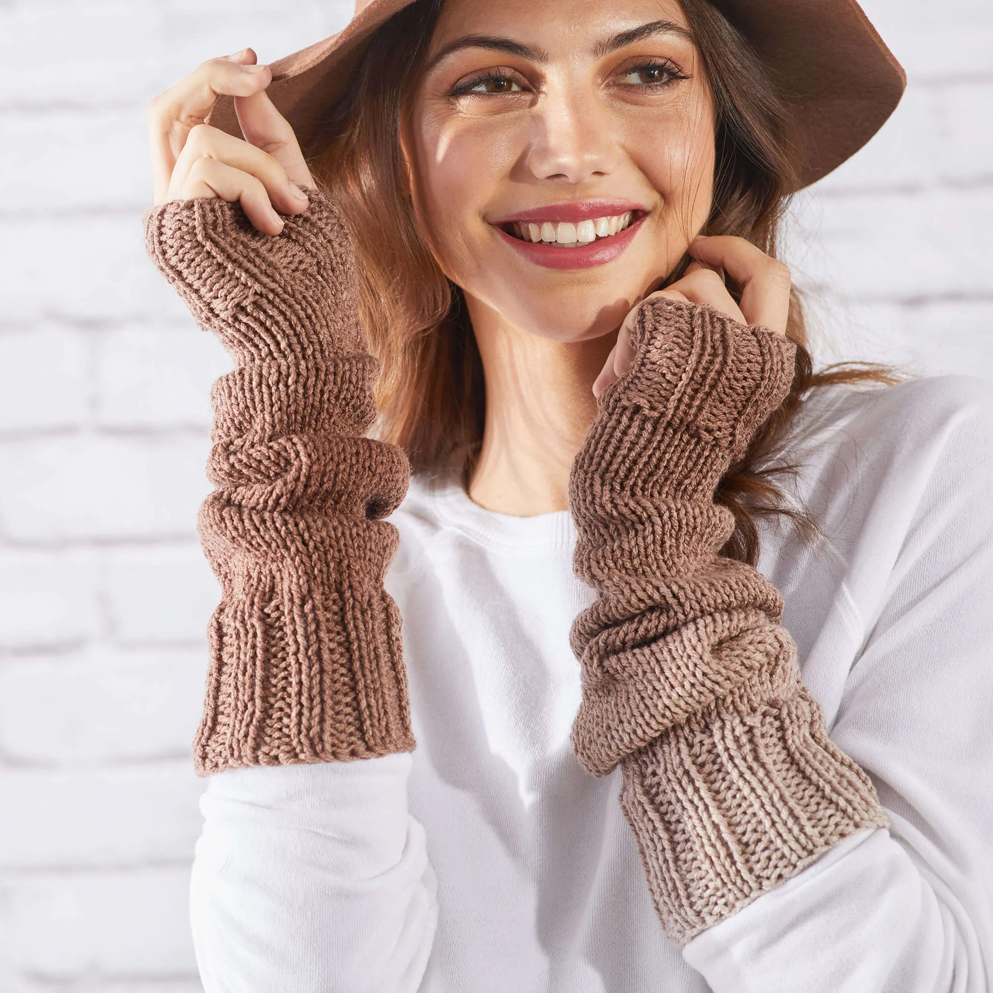 Red Heart Knit Ombre Arm Warmers