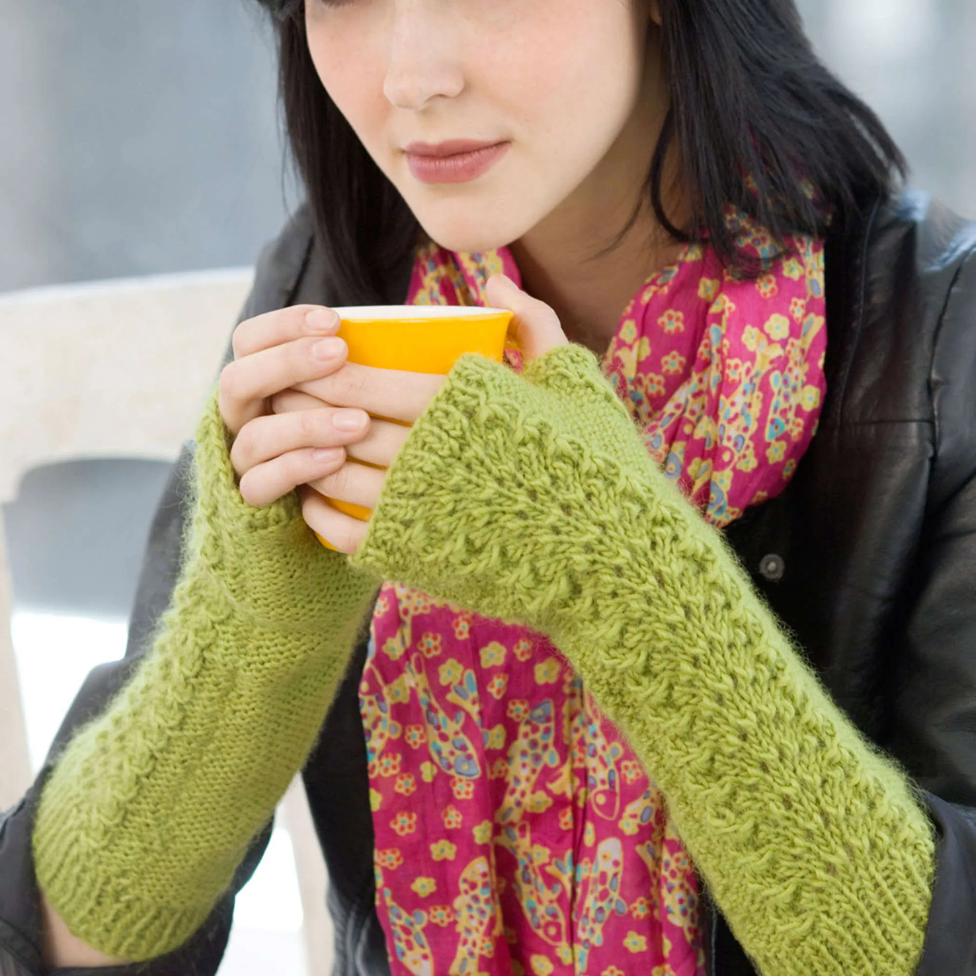 Red Heart Lettuce Knit Arm Warmers