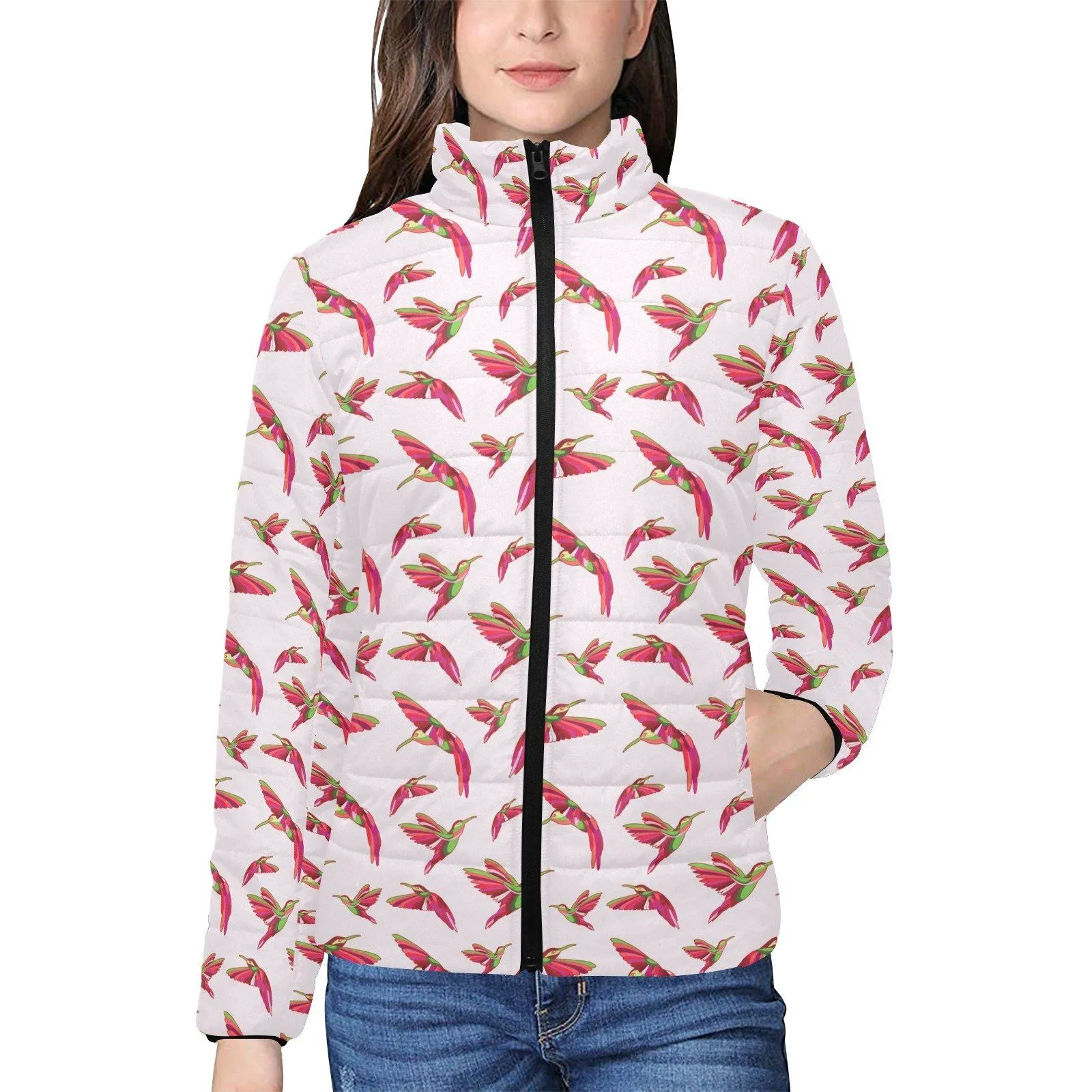 Red Swift Colourful Women's Stand Collar Padded Jacket