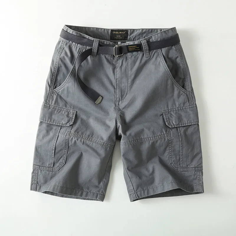 RETRO MEN'S MULTI POCKET COTTON  CARGO SHORT WITHOUT BELT