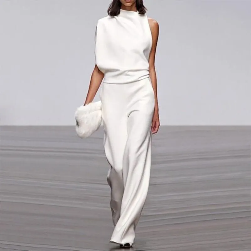 Rich and Elegant Asymmetrical Top Overall Jumpsuit