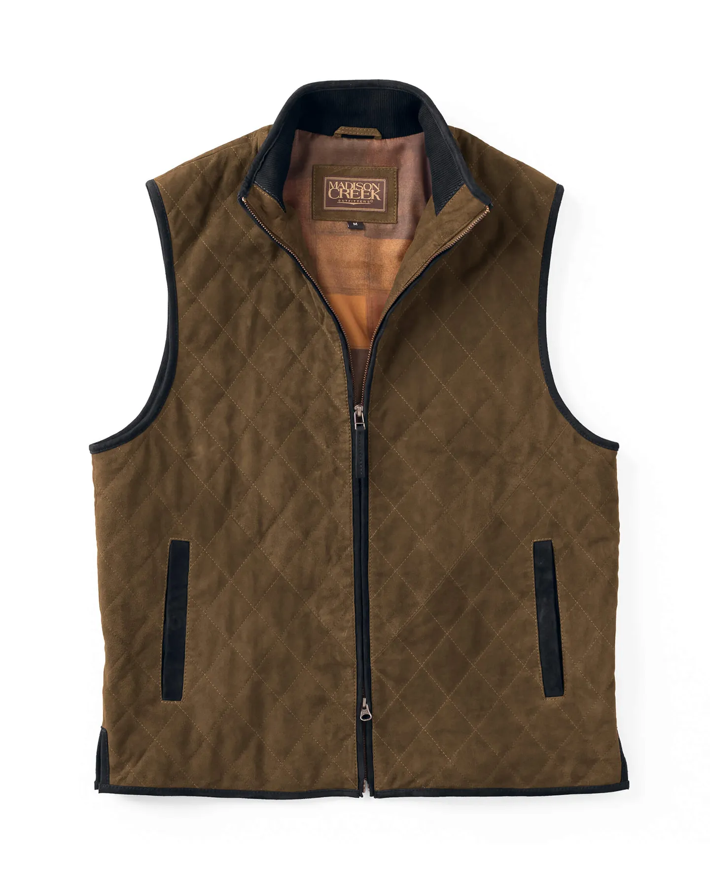 RIDGELAND QUILTED GOAT SUEDE VEST - OLIVE