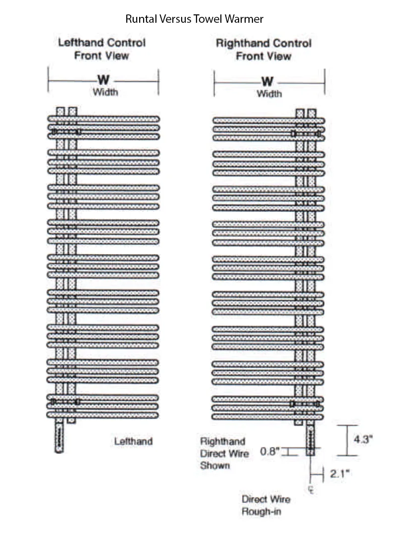 Runtal Versus VTRELD-6923 Hardwired Mounted Towel Warmer - 22.8"w x 68.5"h