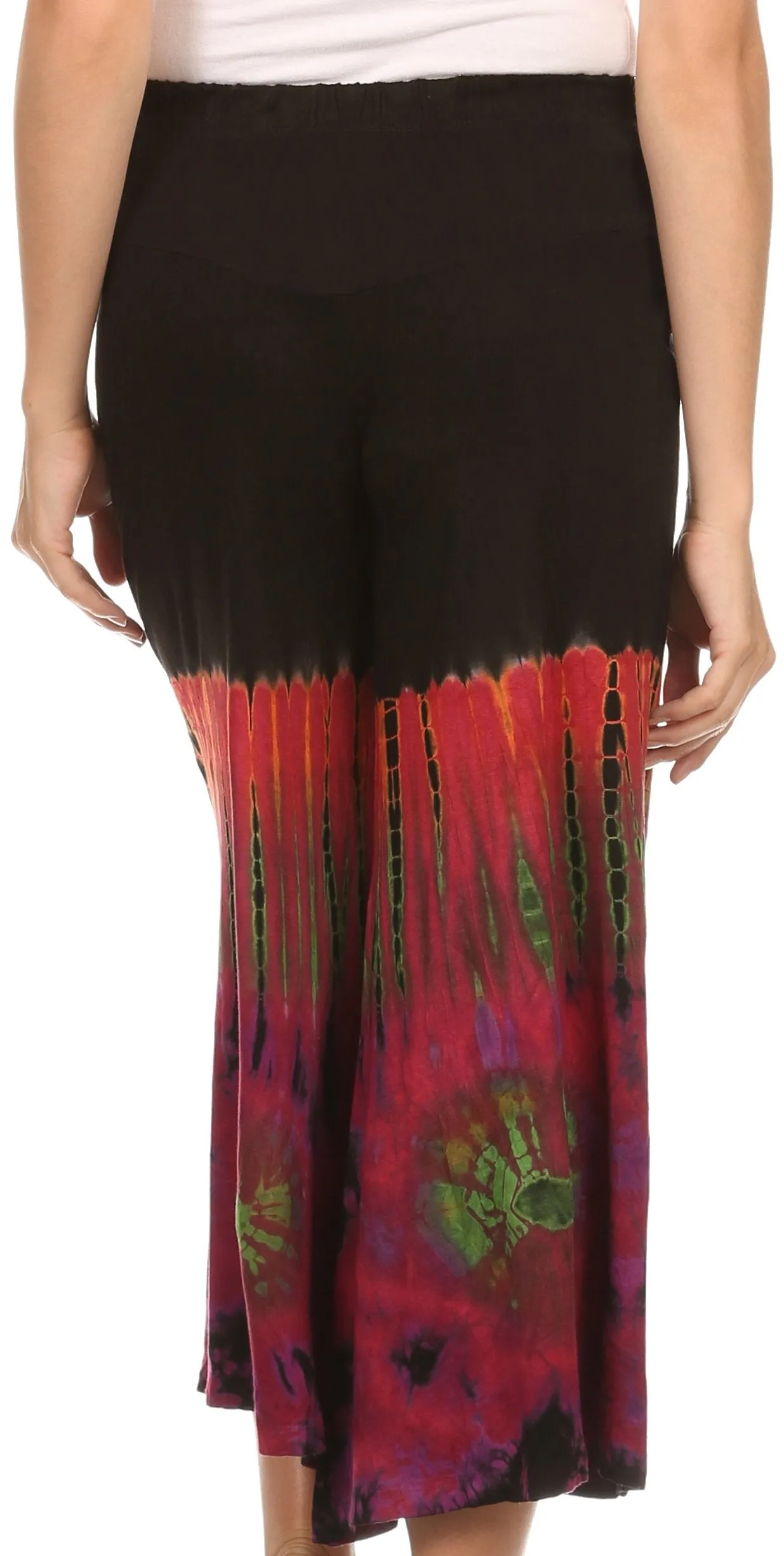 Sakkas Janelle Long Flare Bell Tie Dye Elastic Waist Wide Leg Palazzo Pant