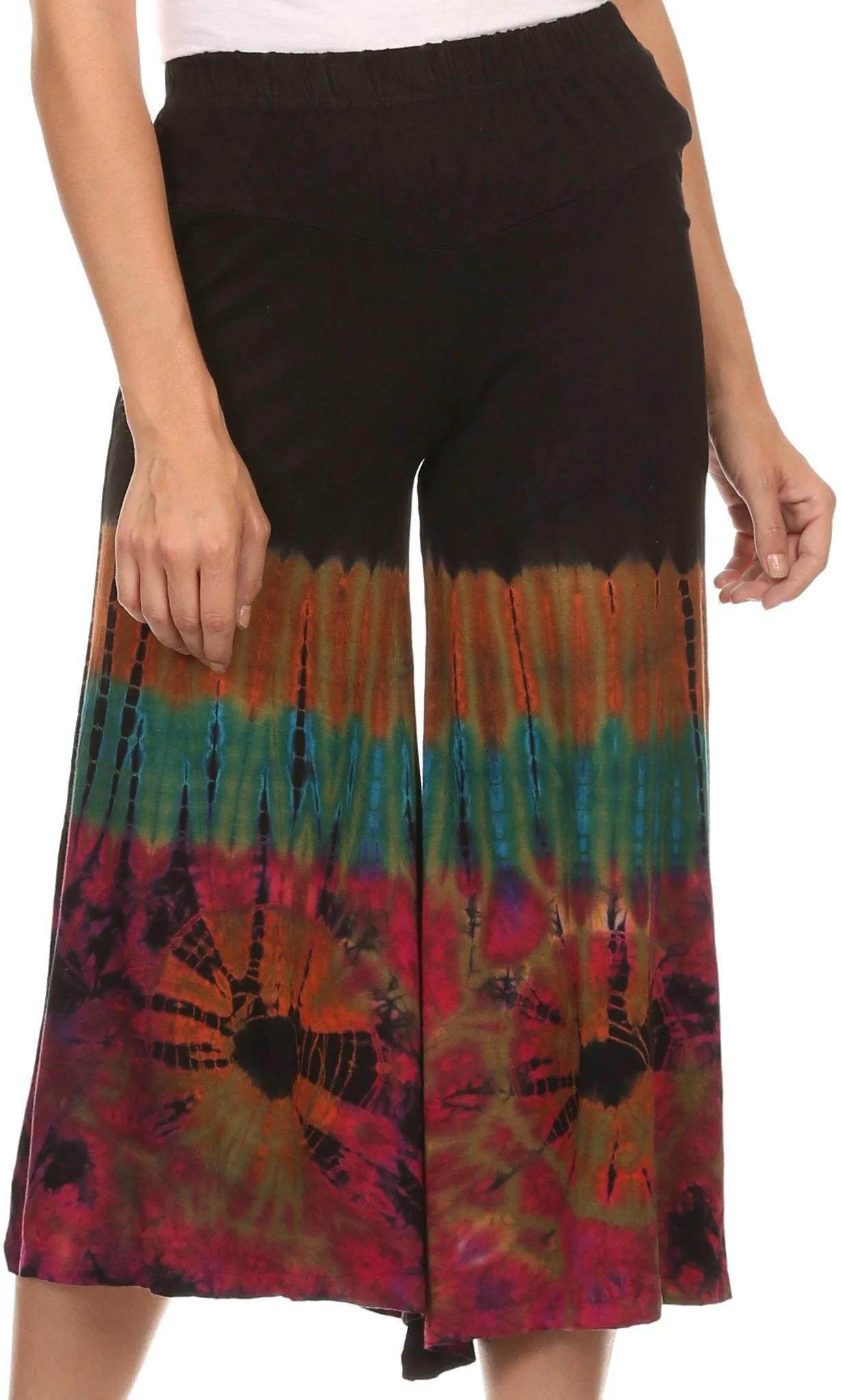 Sakkas Janelle Long Flare Bell Tie Dye Elastic Waist Wide Leg Palazzo Pant