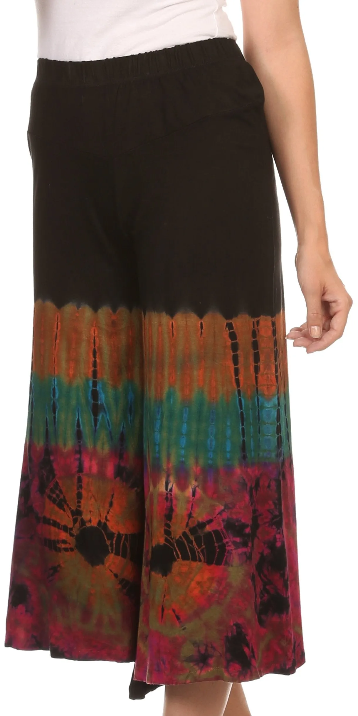 Sakkas Janelle Long Flare Bell Tie Dye Elastic Waist Wide Leg Palazzo Pant