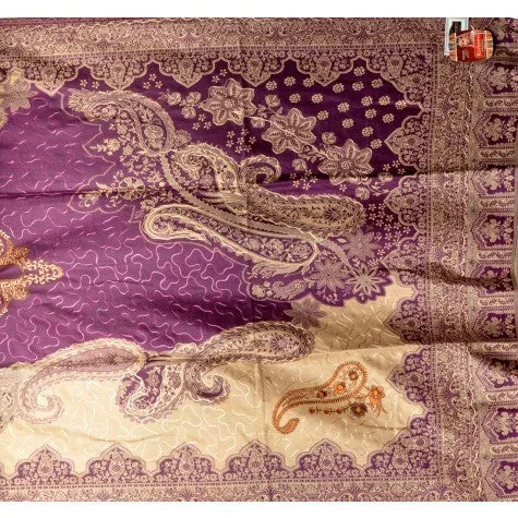 Shawl - Purple with Golden Embroidery