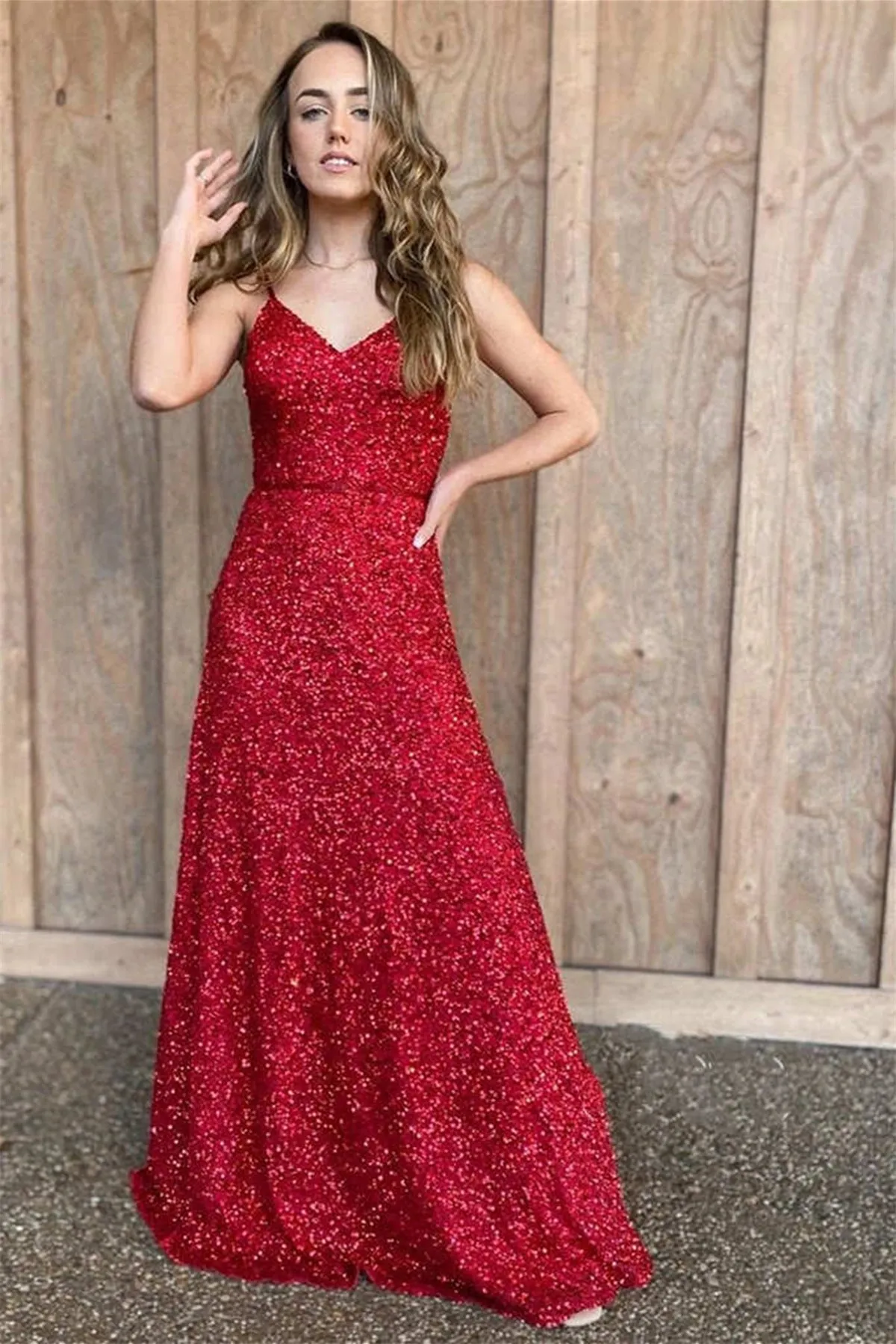 Shiny Burgundy Sequins A Line V Neck Backless Long Prom Dress, V Neck Burgundy Formal Graduation Evening Dress A1511