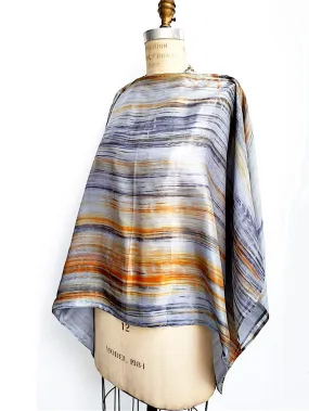 Silk Poncho Cape Hand Painted Watercolor