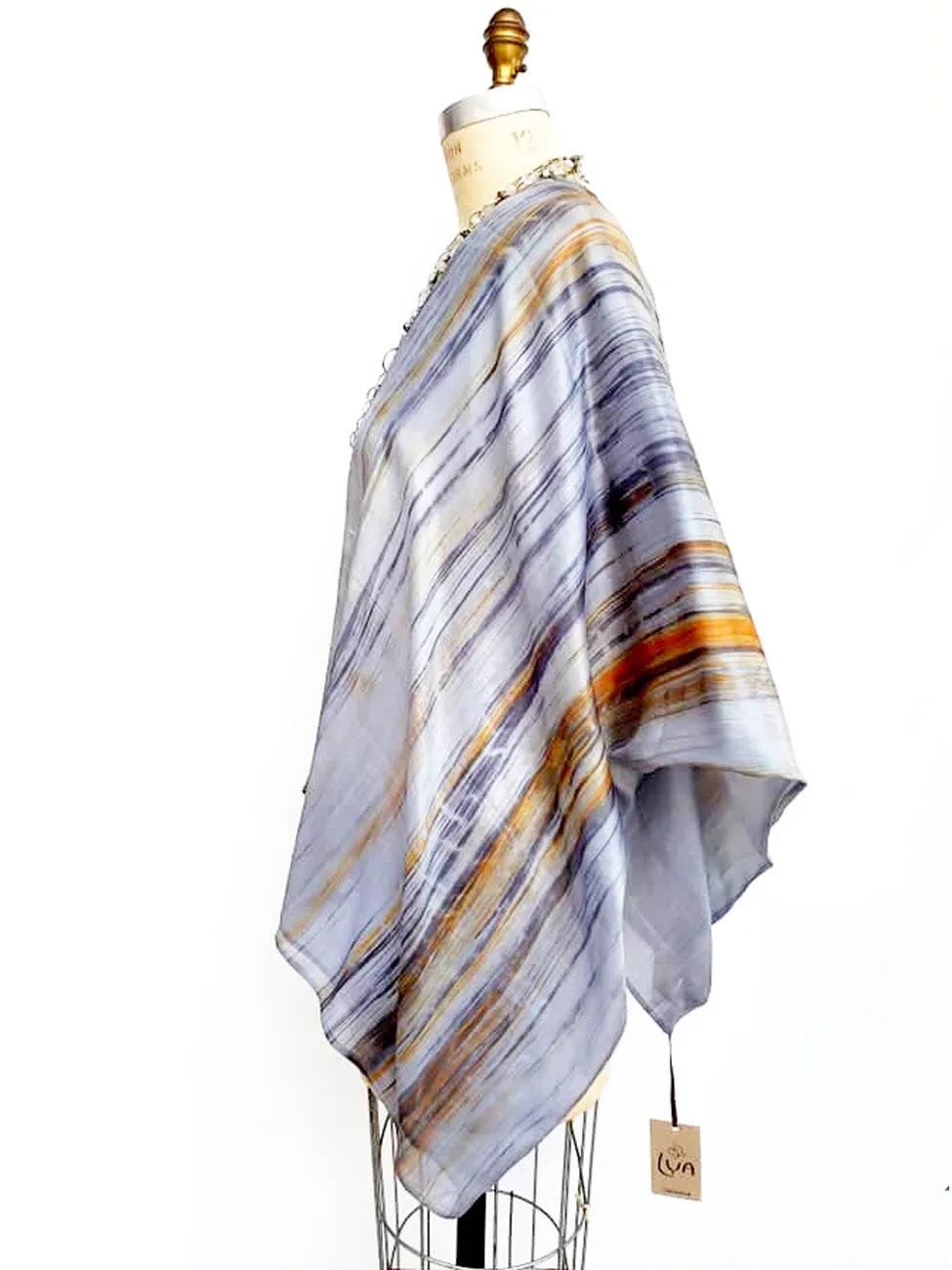 Silk Poncho Cape Hand Painted Watercolor