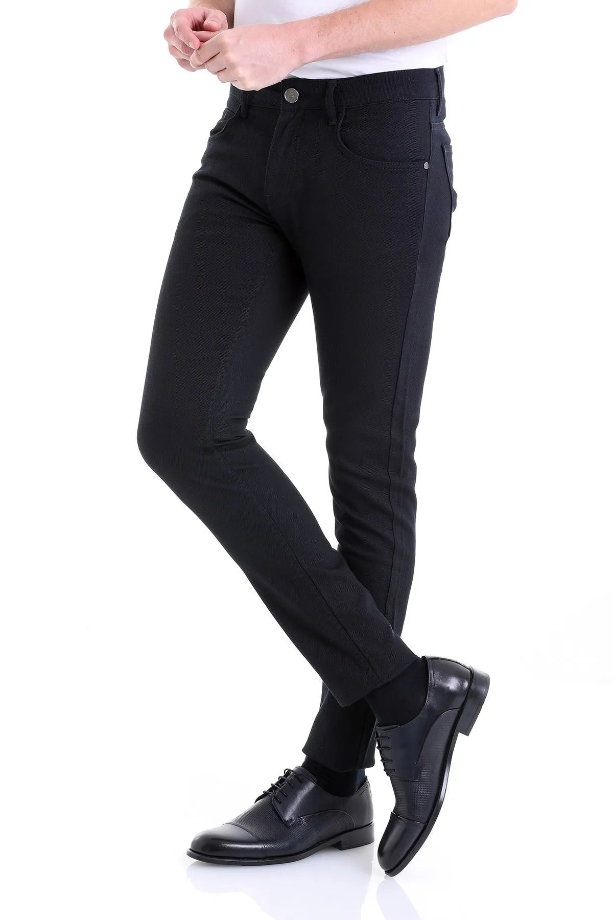 Slim Fit 5 Pocket Navy Low Waist Casual Pants