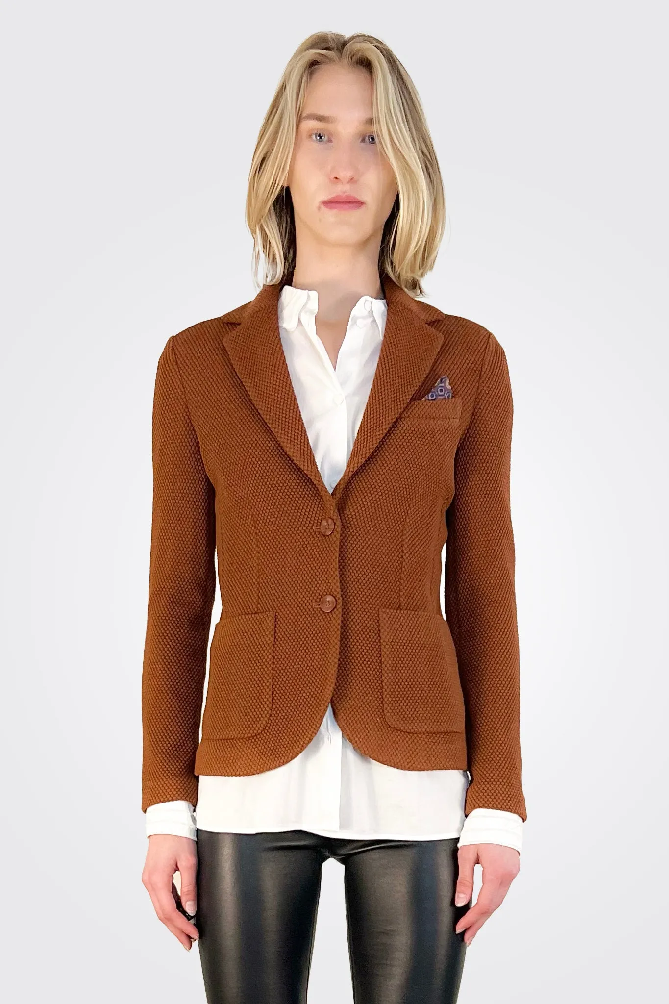 Slim Honey Comb Blazer - Carrot