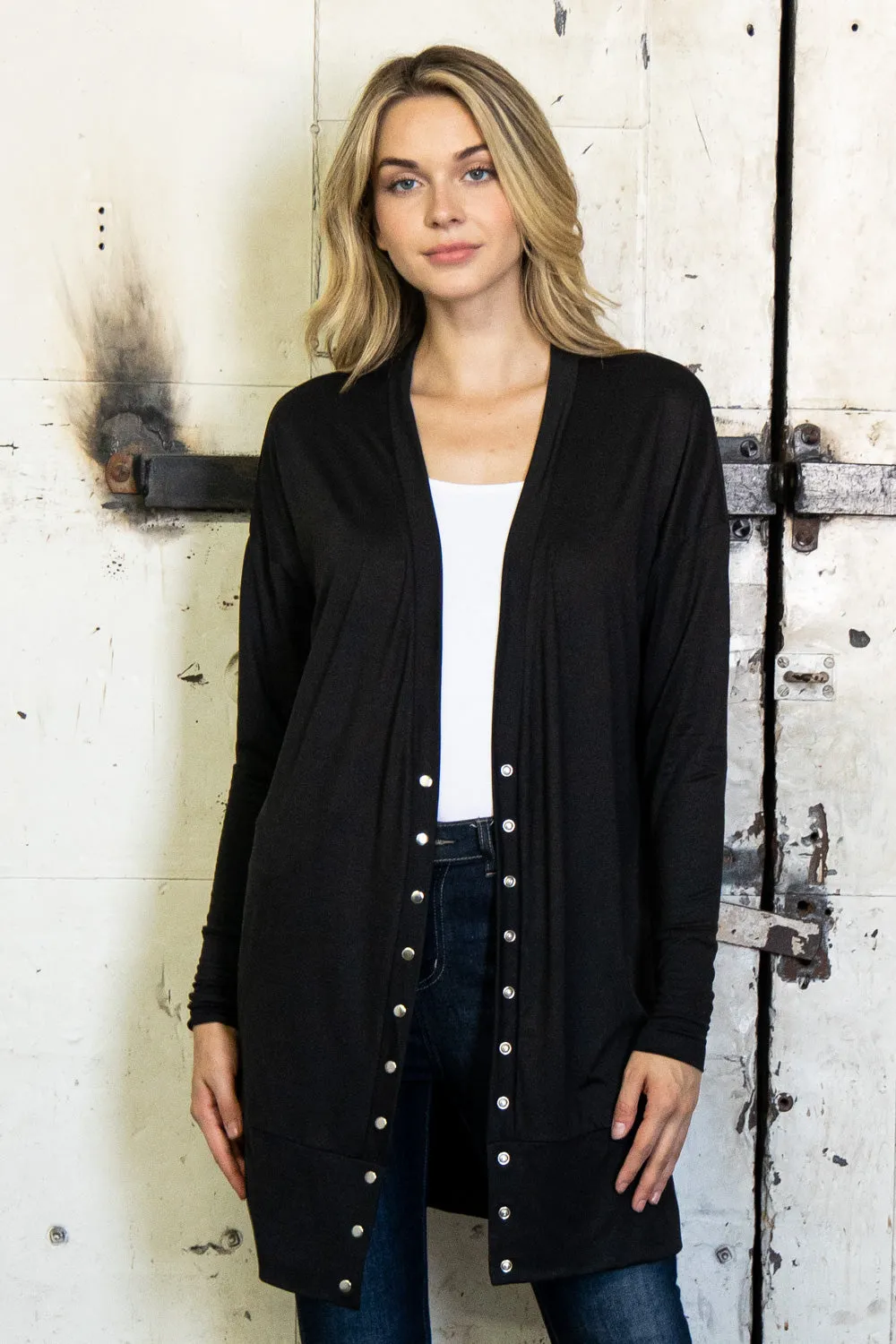 Snap Cardigan, Black