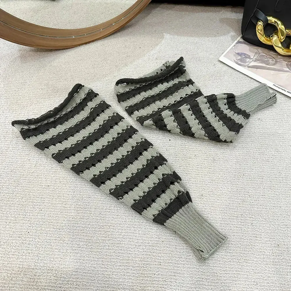 Sohiwoo Stars Pattern Knitted Leg Warmers Gothic Loose Fit Leg Cover Sock Cover Y2K Girls Fall Winter Casual Leg Protector Stocking 2Pcs