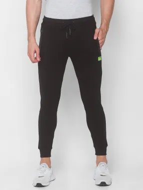 Spykar Men Black Cotton Slim Fit Low Rise Trackpant