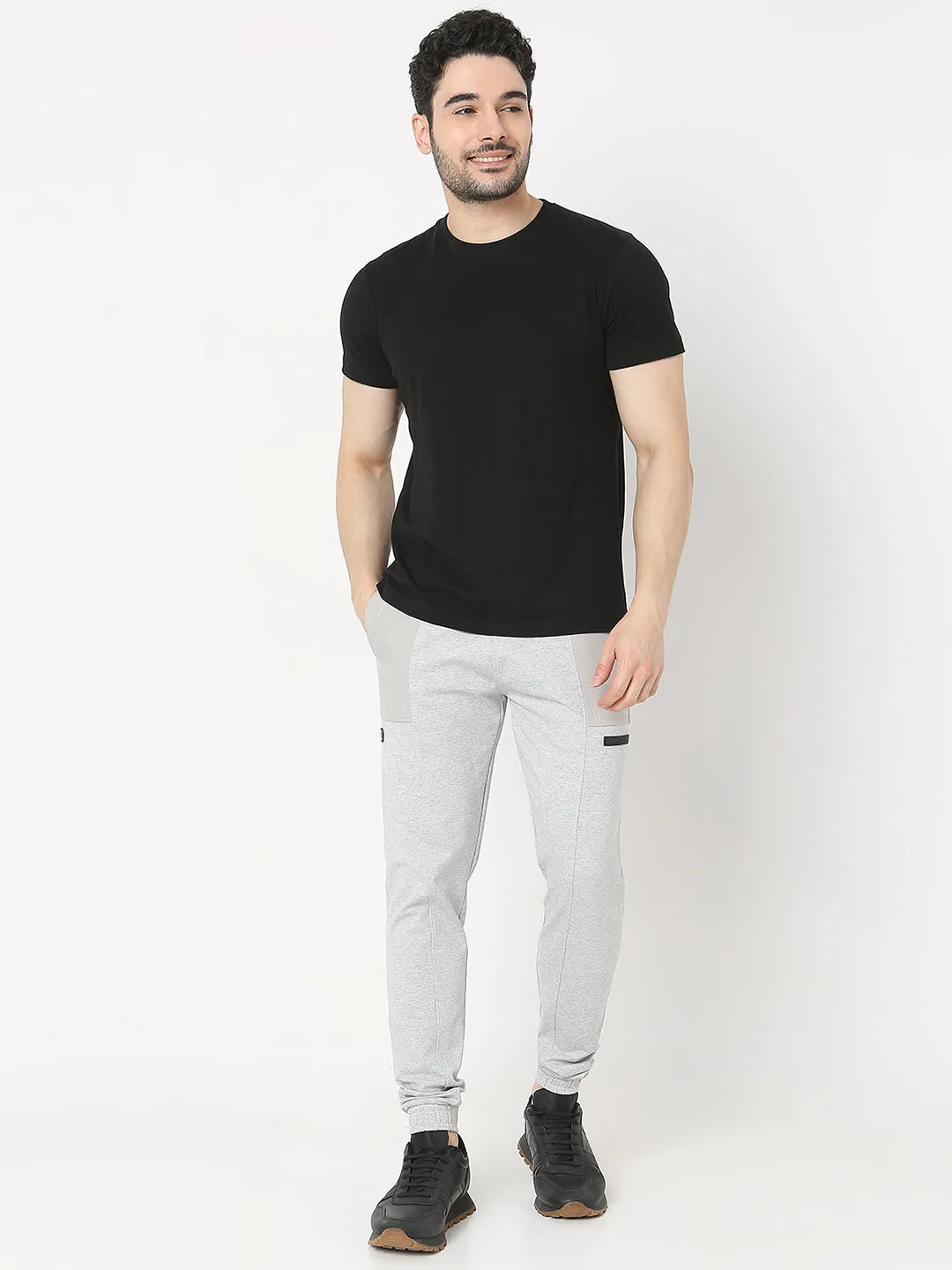 Spykar Men Blended Ankle Length Mid Rise Joggers Trackpant