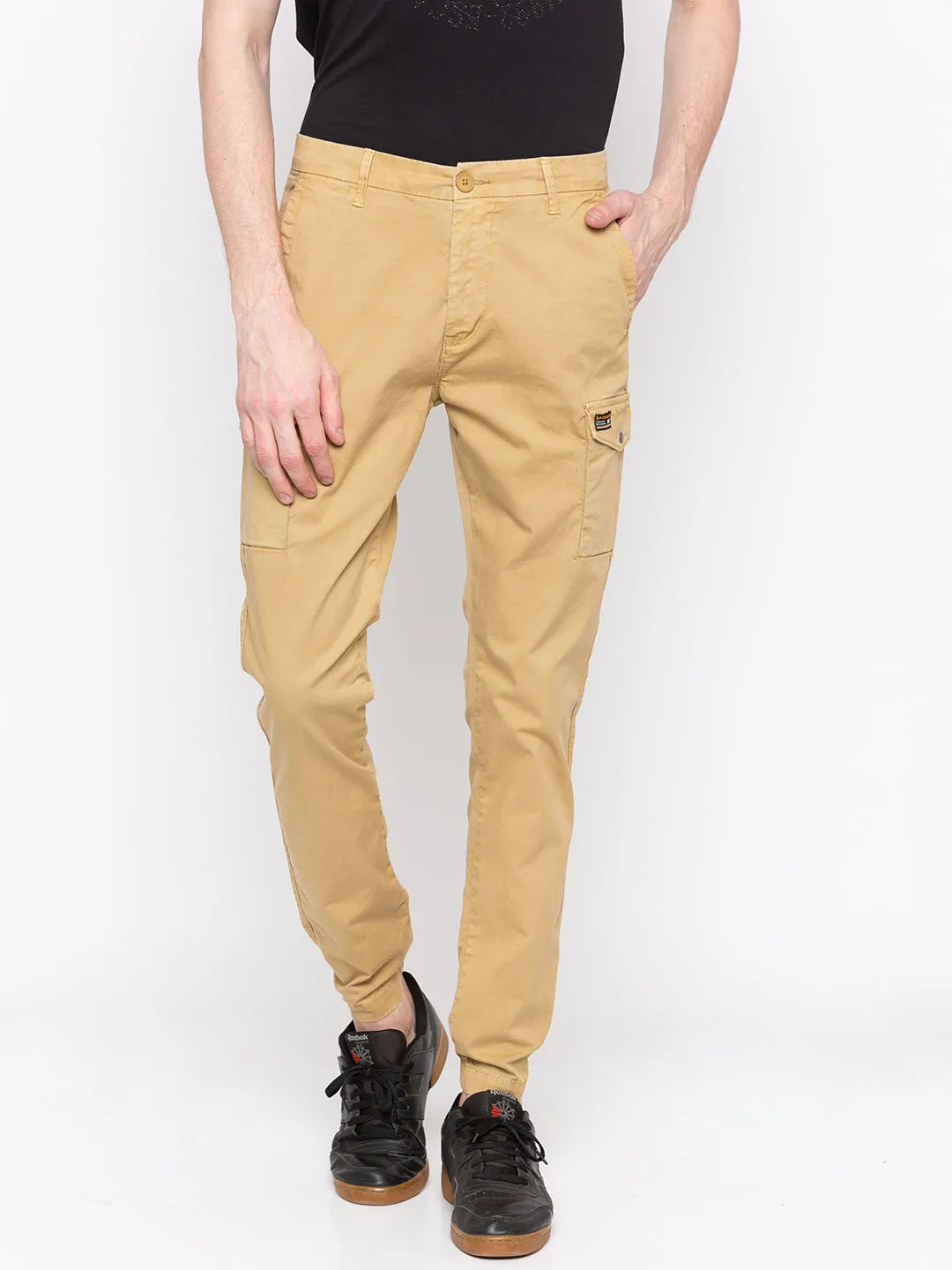 Spykar Men Brown Cotton Slim Fit Casual Trackpant