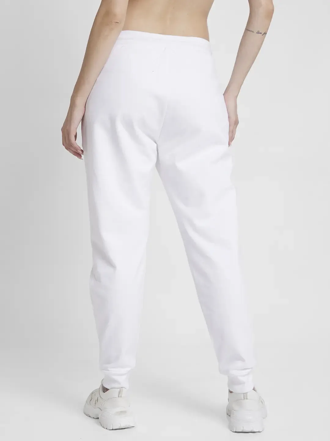 Spykar Women White Blended Joggers Fit Ankle Length Joggers